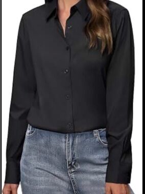 Calvin Klein Black Long-Sleeve Button-Down Shirt